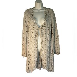 Chico's Tan Crochet Cardigan Sweater